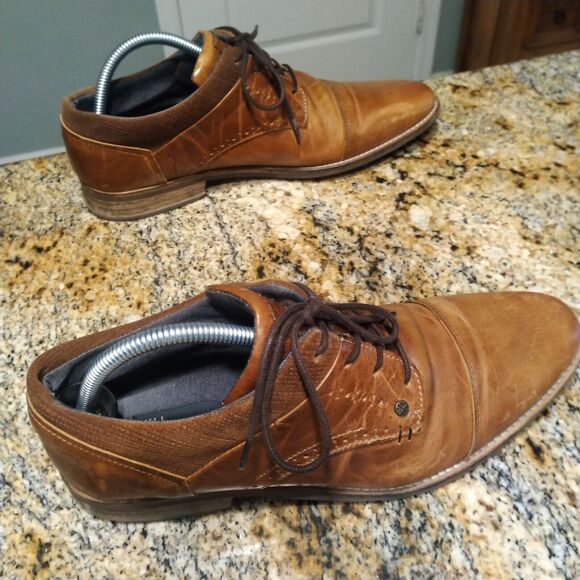 Bullboxer Davide Brown Leather Lace Up Casual Oxfords Dress Shoes Men's Sz 8 - Picture 5 of 12